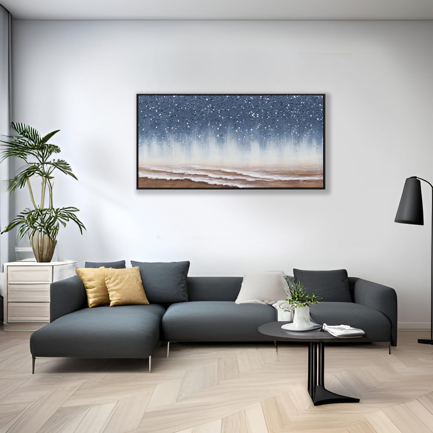 Gerahmte Wandkunst, abstrakte Wanddekoration mit Blattgold, Leinwanddrucke, Gemälde, abstrakte Kunstwerke für Wohnzimmer, Büro, Schlafzimmer, Heimdekoration, 61 x 121 cm 