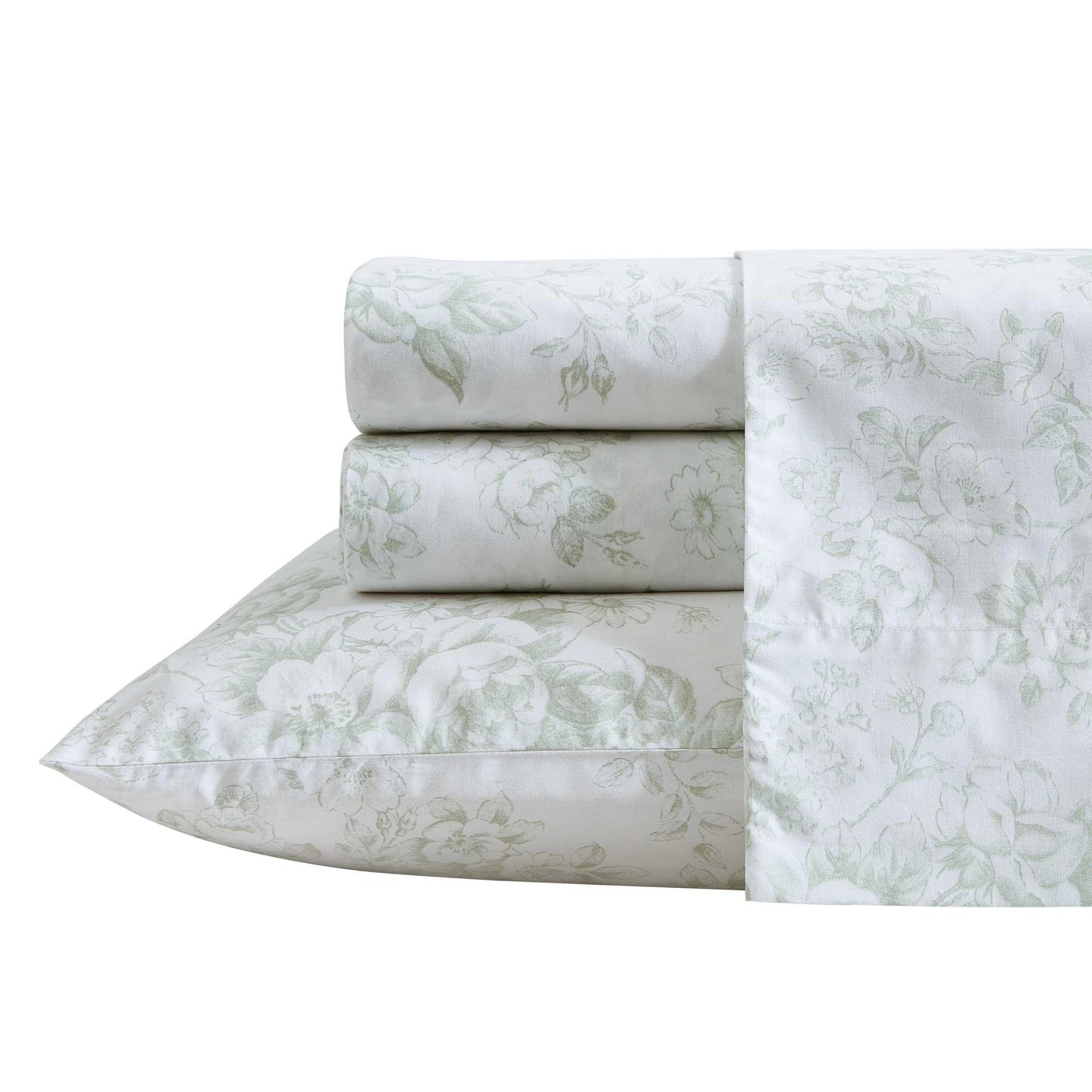 Laura Ashley - Sheet Set, Breathable Cotton Percale Bedding with Matching Pillowcases, Soft Home Decor