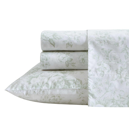 Laura Ashley - Sheet Set, Breathable Cotton Percale Bedding with Matching Pillowcases, Soft Home Decor