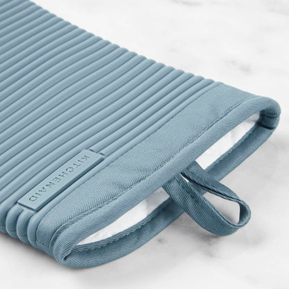 KITCHENAID Ribbed Soft Silicone Oven Mitt 2-Pack Set, Matte Black, 7.5"x13"