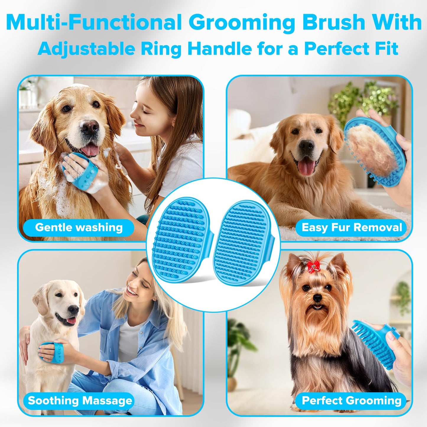6PCS Pet Grooming Kit for Dogs,Cats and Horses | Dog Washing Gloves | Dog Bath Brush | Dog Bath Gloves | Dog Shampoo Brush | Pet Grooming Gloves | Dog Bath Supplies