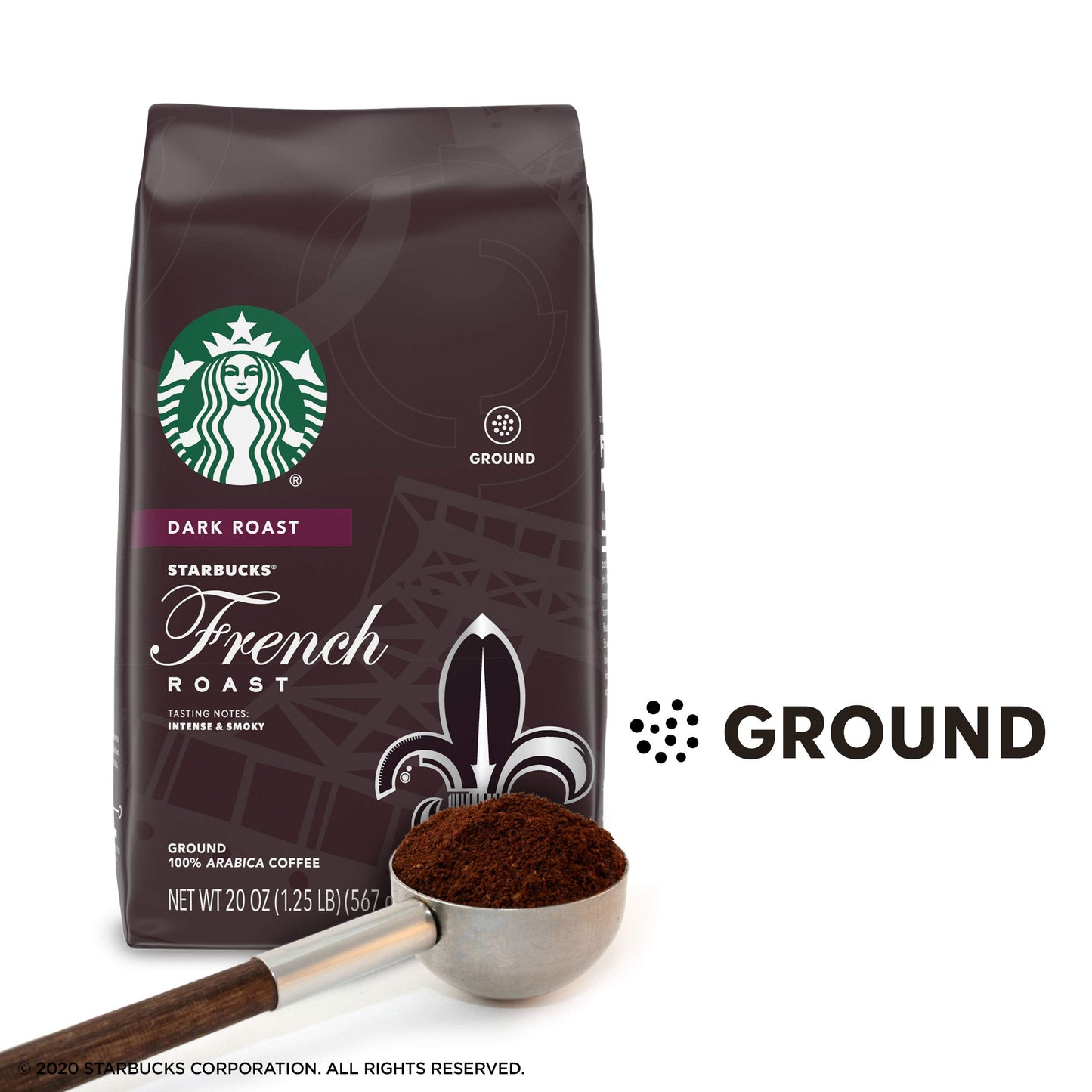 Café moulu Starbucks, café torréfié foncé, torréfaction française, 100 % arabica, 1 sac (28 oz) 