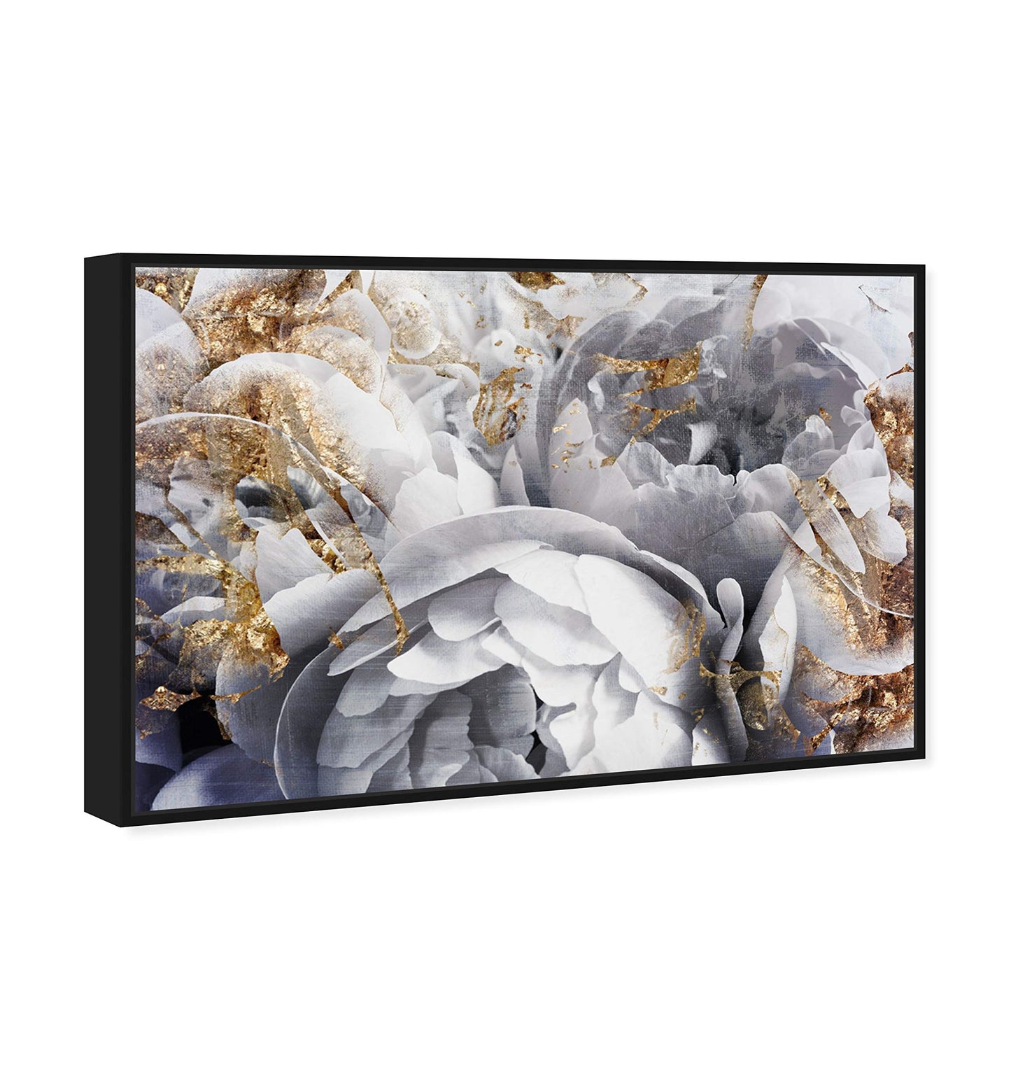 The Oliver Gal Artist Co. Floral and Botanical Wall Art Canvas Prints 'Her Peony Garden' Home Décor, 15" x 10", Gold, White