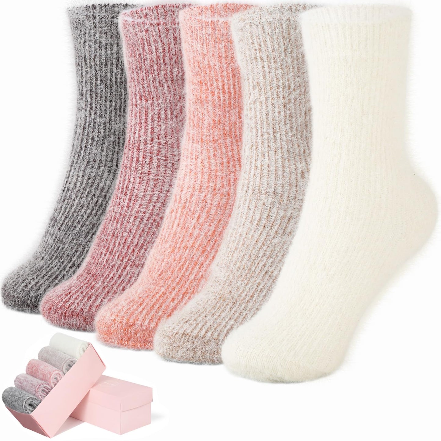 5 Pairs Fuzzy Soft Cozy Comfortable Socks for Women, Casual Sleep Comfy Socks, Perfect Warm Winter Gifts for Women