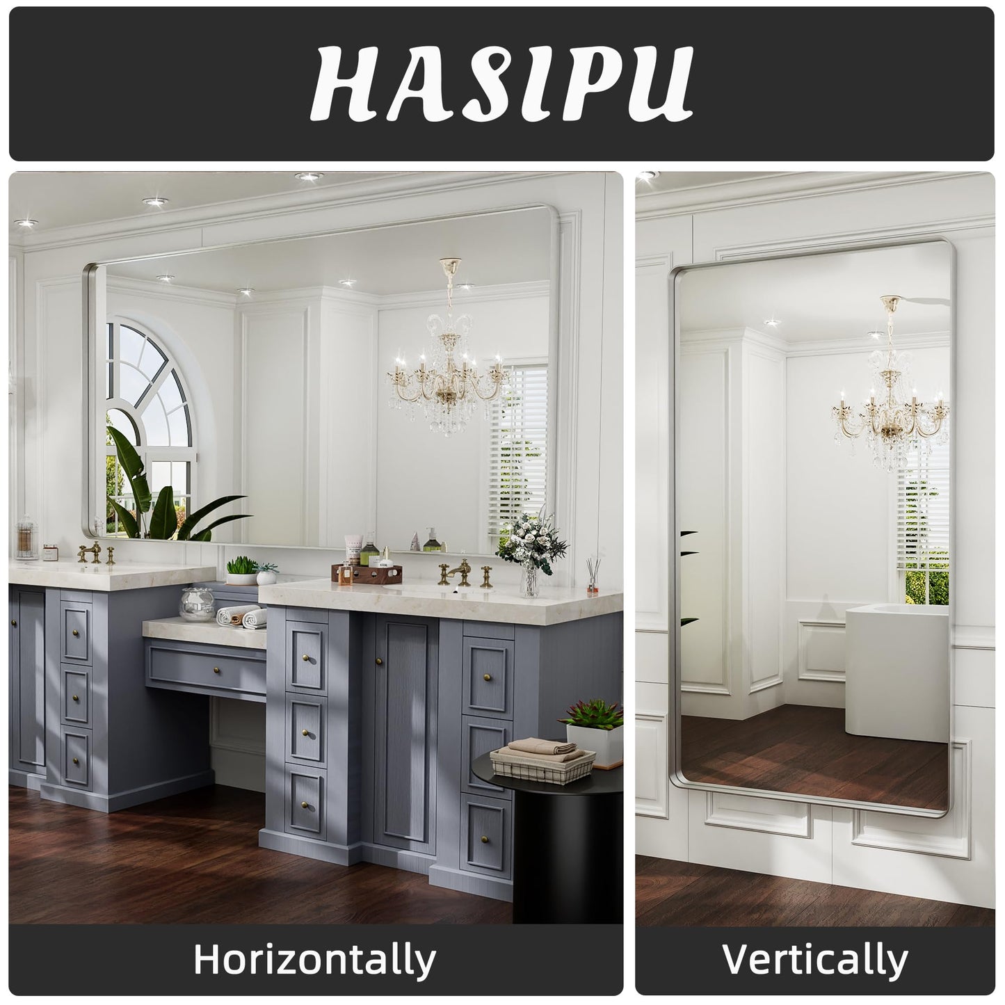 Hasipu Wall Mirrors Decorative, 40" Mirror Wall Decor, Beveled Edge Frameless Wall Mount Round Mirror for Living Room