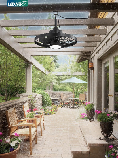 Outdoor Hanging Ceiling Fan with Light – 3CCT, 6-Speed, IP65