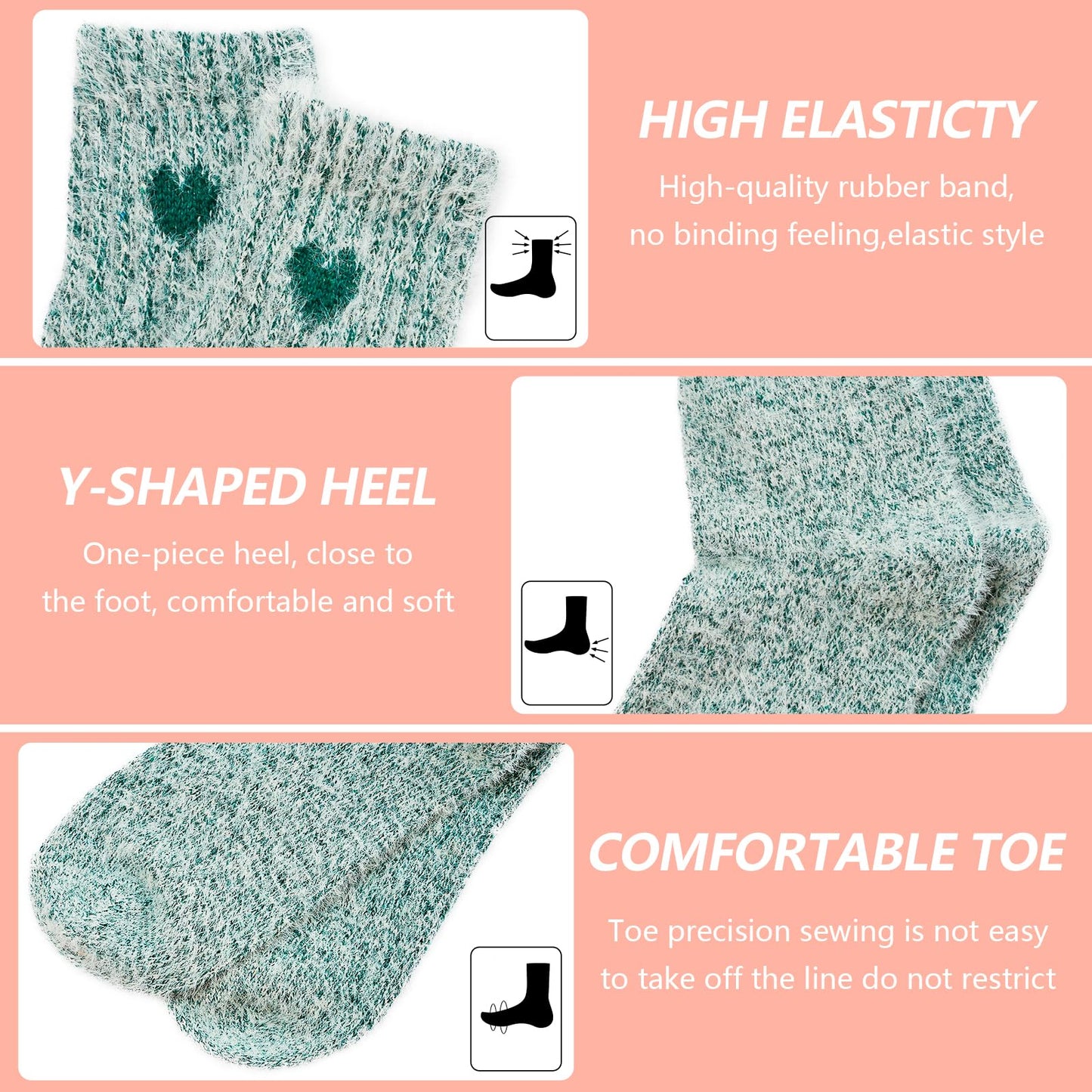 5 Pairs Fuzzy Soft Cozy Comfortable Socks for Women, Casual Sleep Comfy Socks, Perfect Warm Winter Gifts for Women