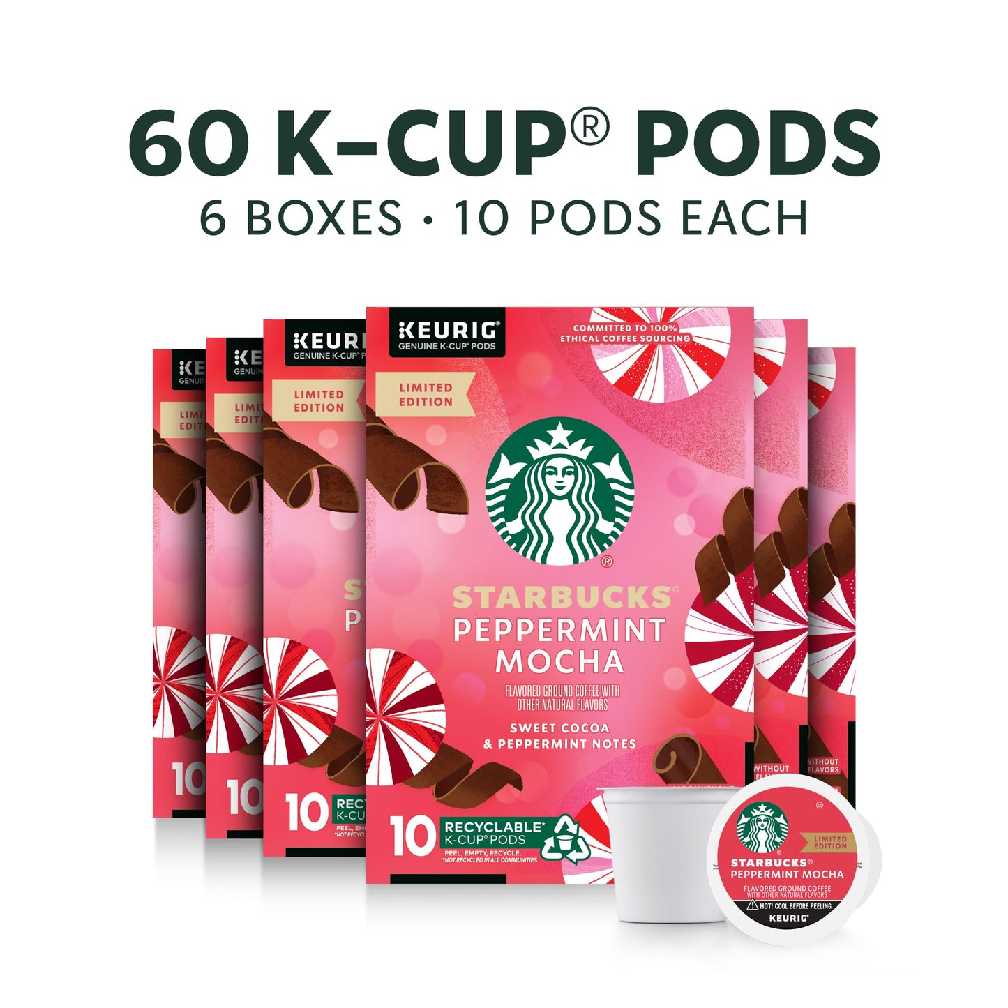 Starbucks K-Cup Coffee Pods, Naturally Flavored Coffee Variety Pack for Keurig Brewers, 100% Arabica, 1 Box (40 Pods)