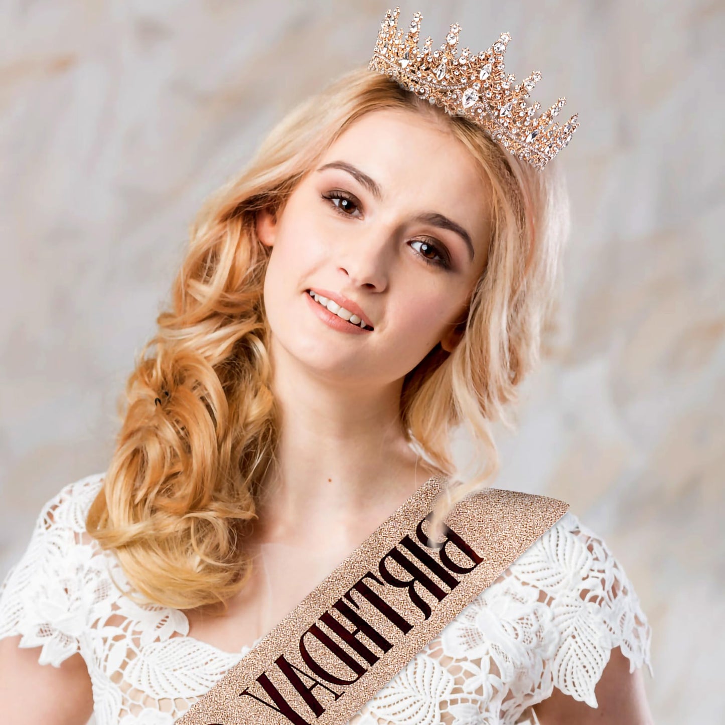 Gold Crown for Women Crystal Princess Tiaras Rhinestone Queen Headband Wedding Bridal Hair Accessories Birthday Prom Pageant Party Coming of Age Ceremony Photo Props