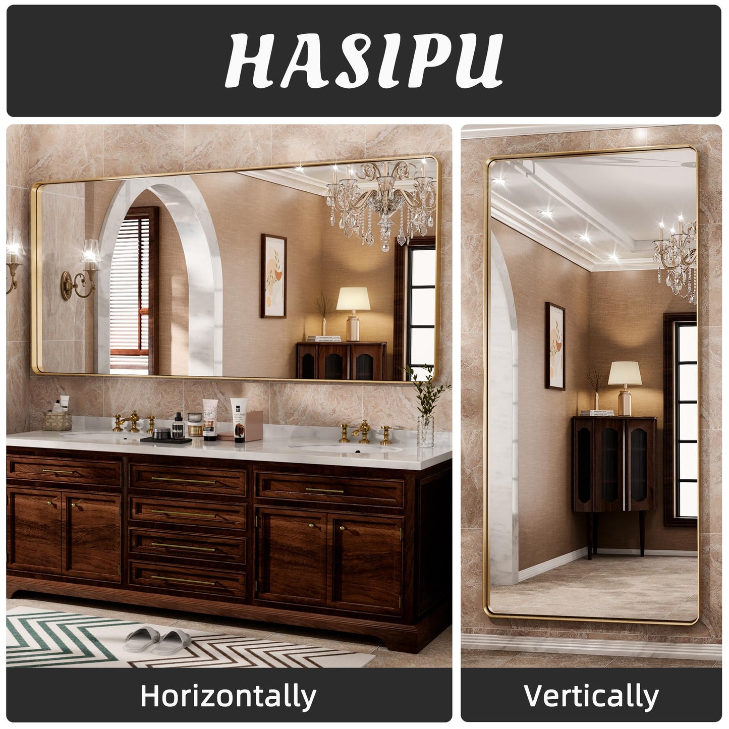 Hasipu Wall Mirrors Decorative, 40" Mirror Wall Decor, Beveled Edge Frameless Wall Mount Round Mirror for Living Room