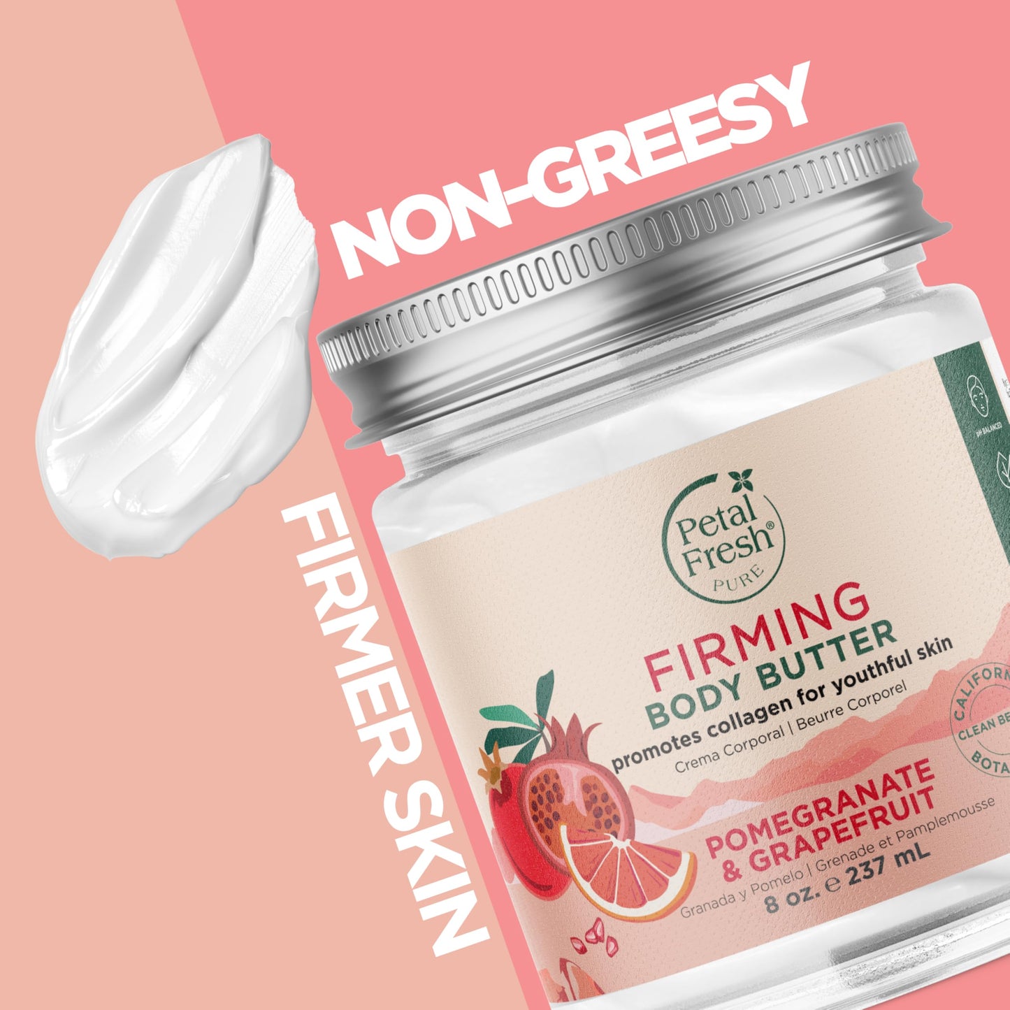 Petal Fresh Pure Perfecting Guava Nectar Body Butter, Organic Coconut Oil, Argan Oil, Shea Butter, Promotes Healthy Skin, Vegan and Cruelty Free, 8 oz (Guava Nectar)