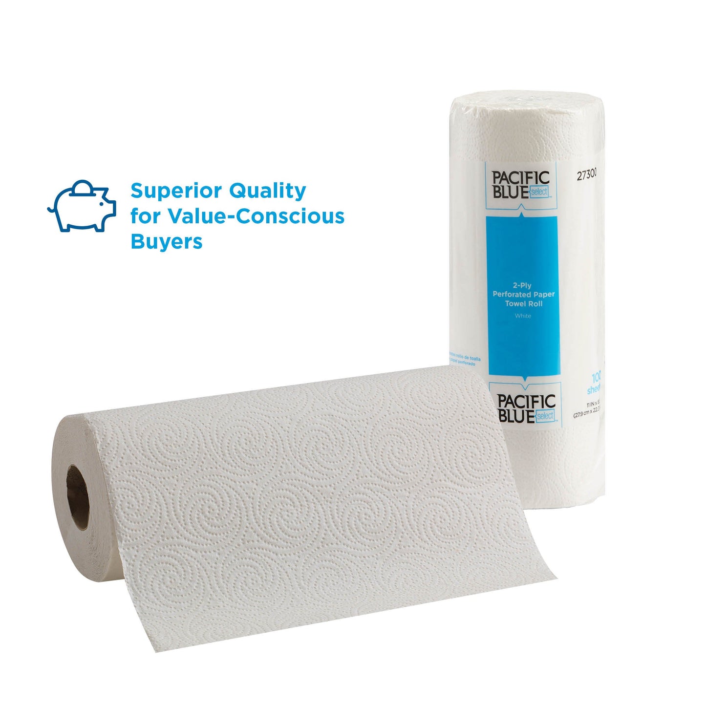 Georgia-Pacific Blue Select 2-Ply Perforated Paper Towel Rolls, 27385, 85 Sheets Per Roll, 30 Rolls Per Case