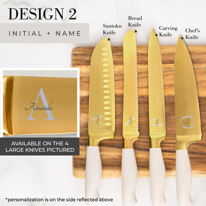 Copper Knife Set with Block - 14 PC Self Sharpening Knife Block Set