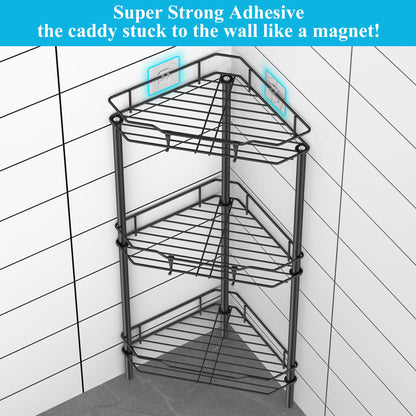 4 Tier Floor Standing Corner Shower Caddy Organizer Shelf with Hooks