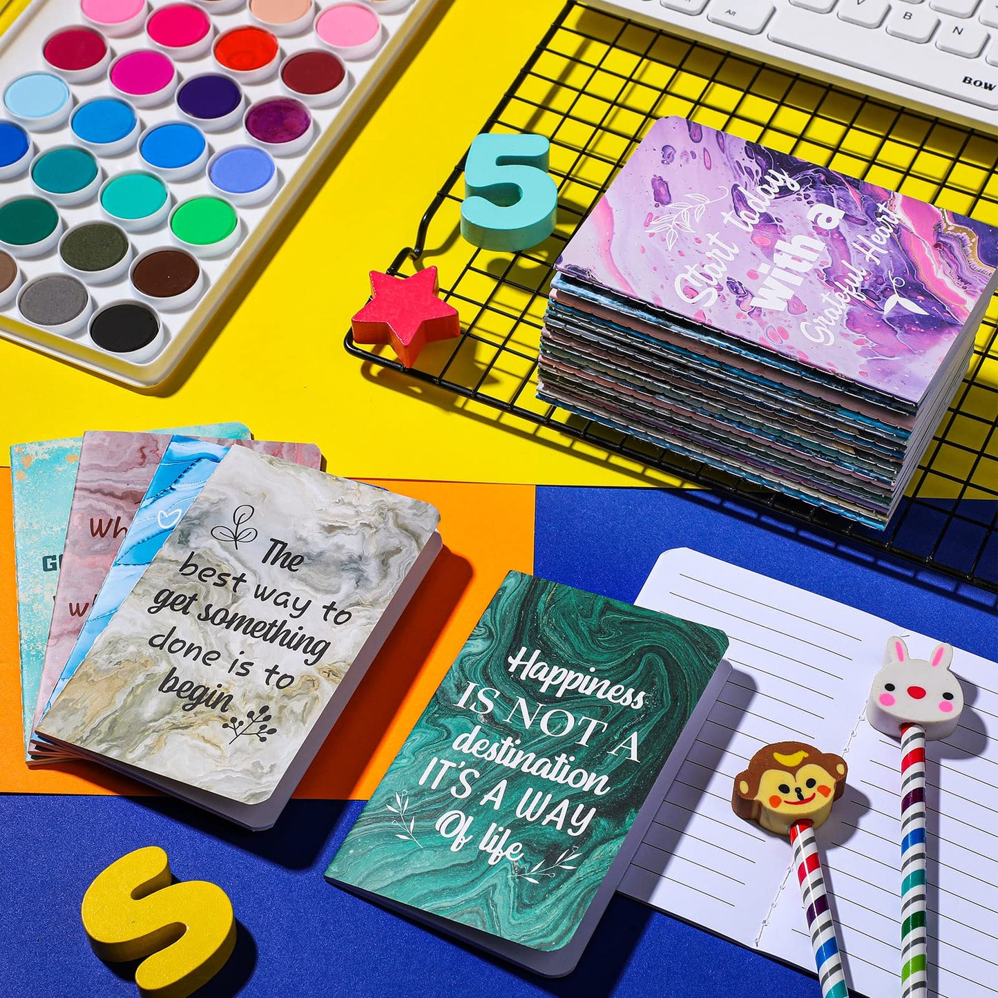 Zonon 24 Pcs Mini Colorful Notebooks Bulk Gifts, Funny Motivational Journals Notepads Inspirational Notepads Small Pocket Notebook Teacher Office Prizes Travel(Motivational Style)