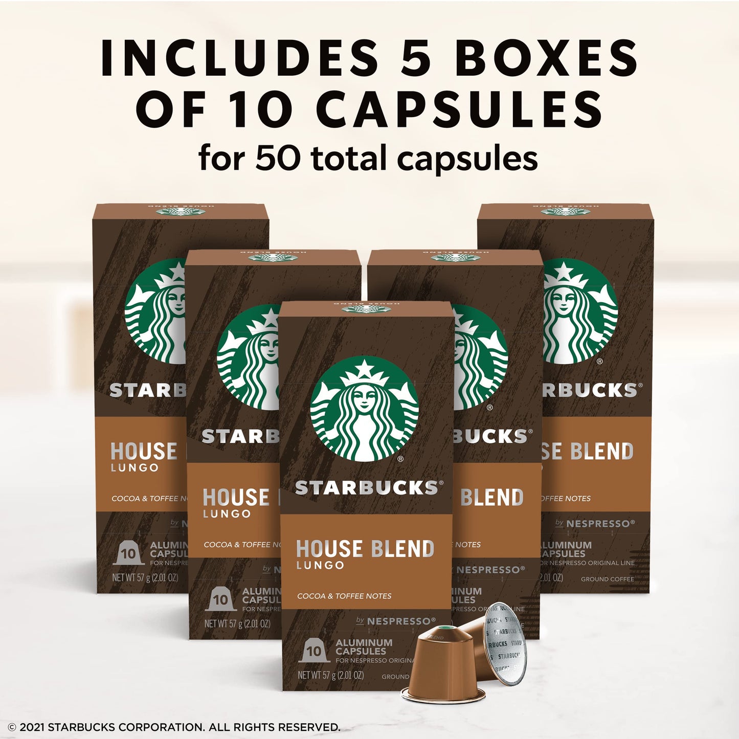 Starbucks by Nespresso Original Line Variety Pack Coffee, 50-count Espresso Pods