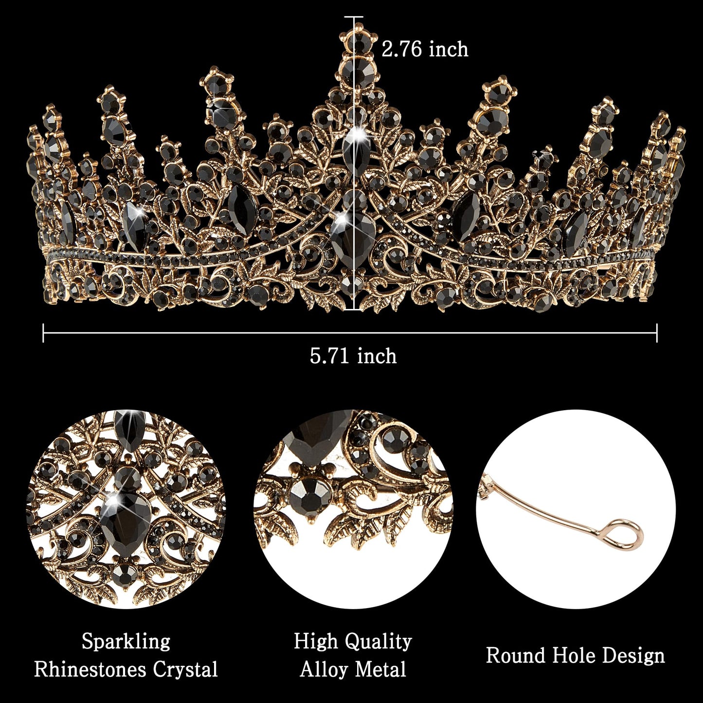 Gold Crown for Women Crystal Princess Tiaras Rhinestone Queen Headband Wedding Bridal Hair Accessories Birthday Prom Pageant Party Coming of Age Ceremony Photo Props