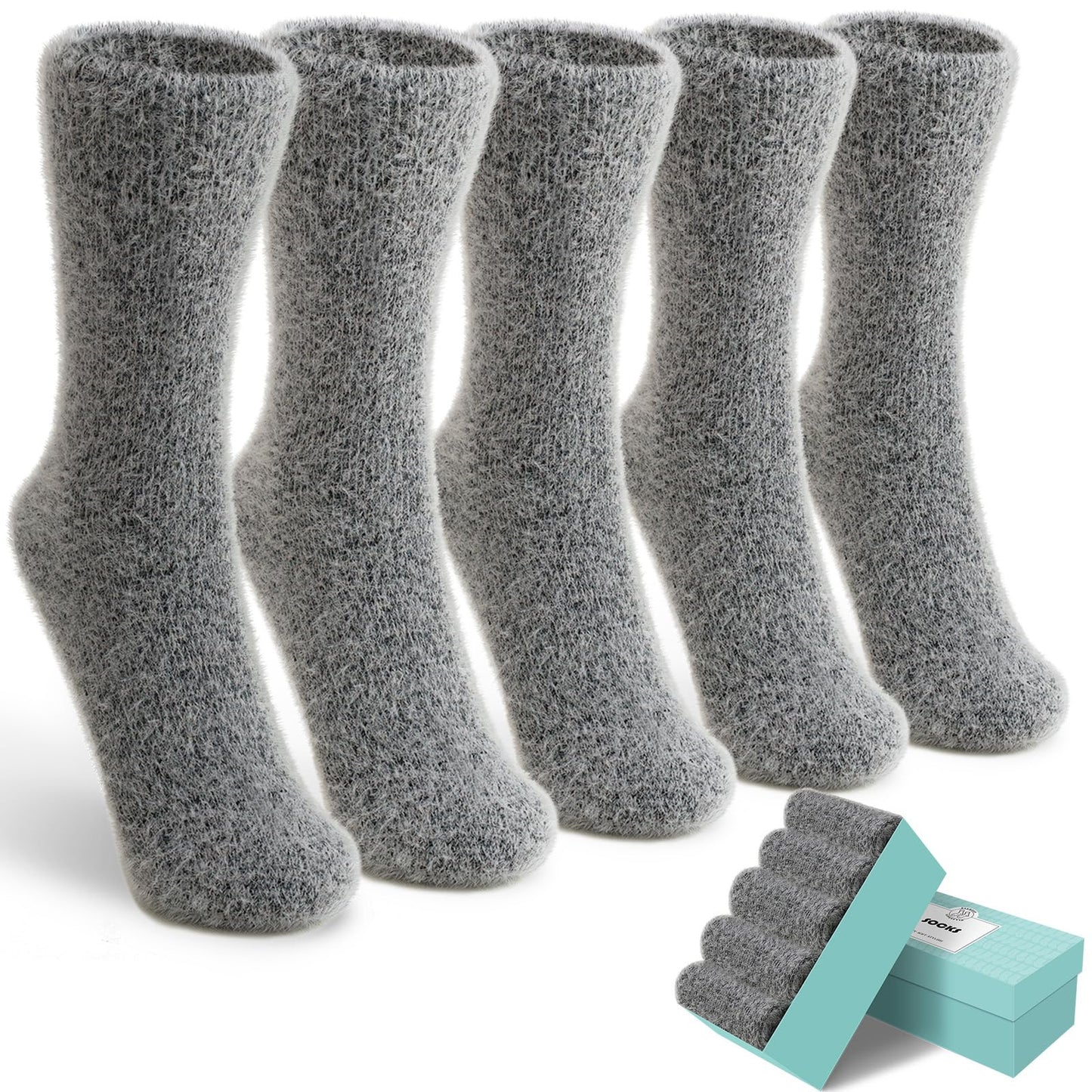 5 Pairs Fuzzy Soft Cozy Comfortable Socks for Women, Casual Sleep Comfy Socks, Perfect Warm Winter Gifts for Women