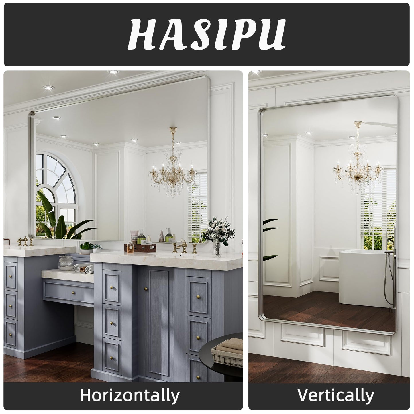 Hasipu Wall Mirrors Decorative, 40" Mirror Wall Decor, Beveled Edge Frameless Wall Mount Round Mirror for Living Room