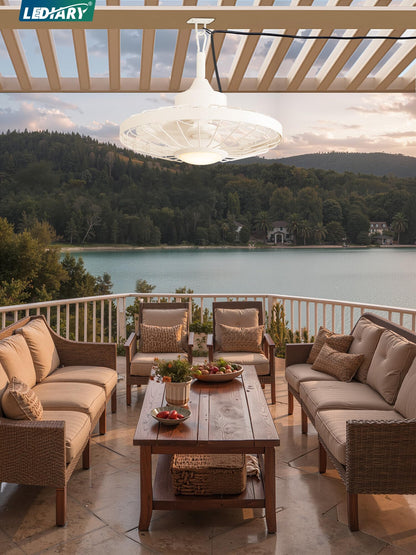 Outdoor Hanging Ceiling Fan with Light – 3CCT, 6-Speed, IP65