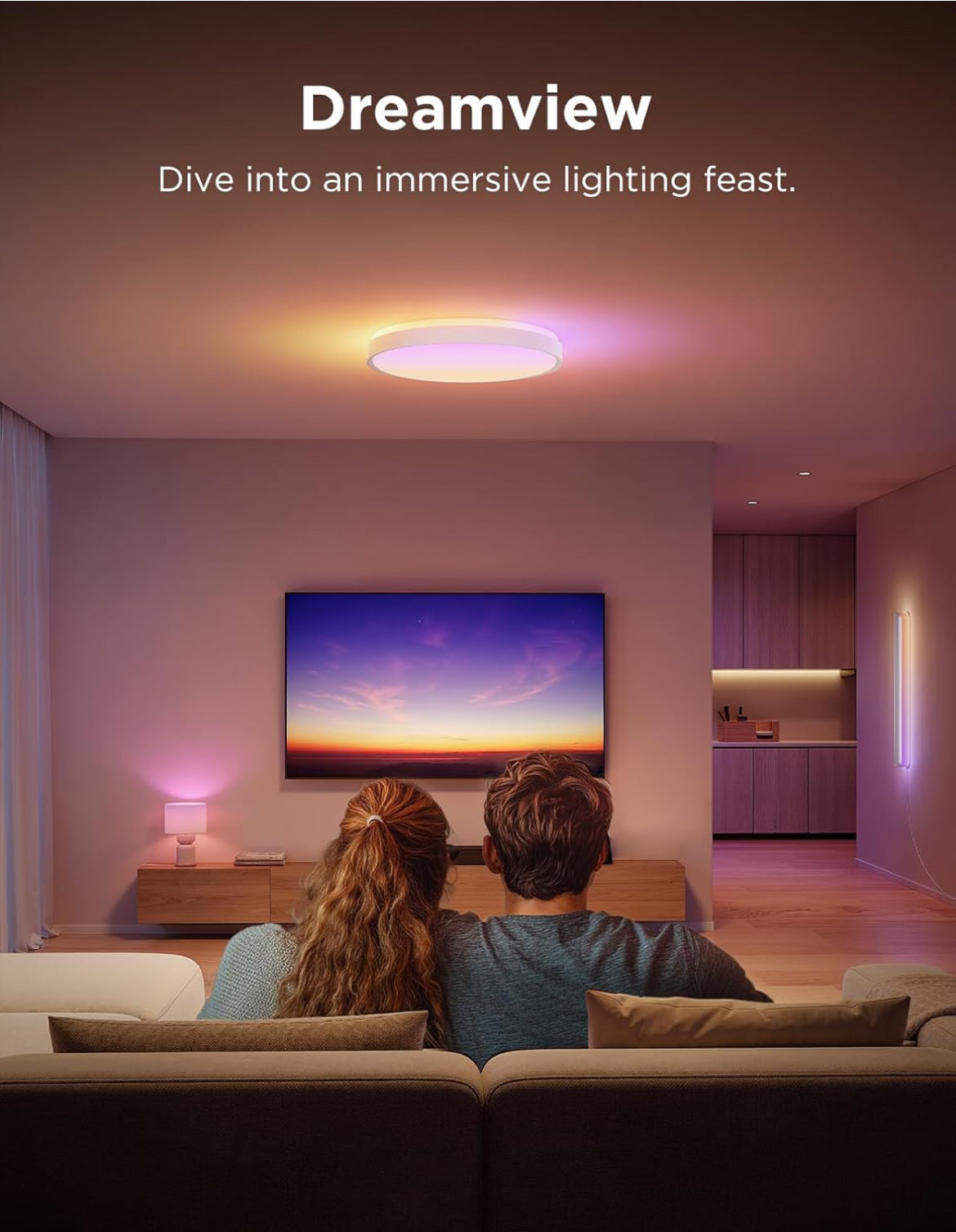Govee Smart Ceiling Light 4300LM, RGBIC LED Ceiling Light Fixture Works with Matter, Flush Mount Light Fixture, DIY Colors, 2700K-6500K