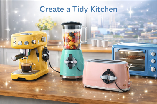 Kitchen Appliance Cord Organizer – 2-Pack Stick-On (Black & White)