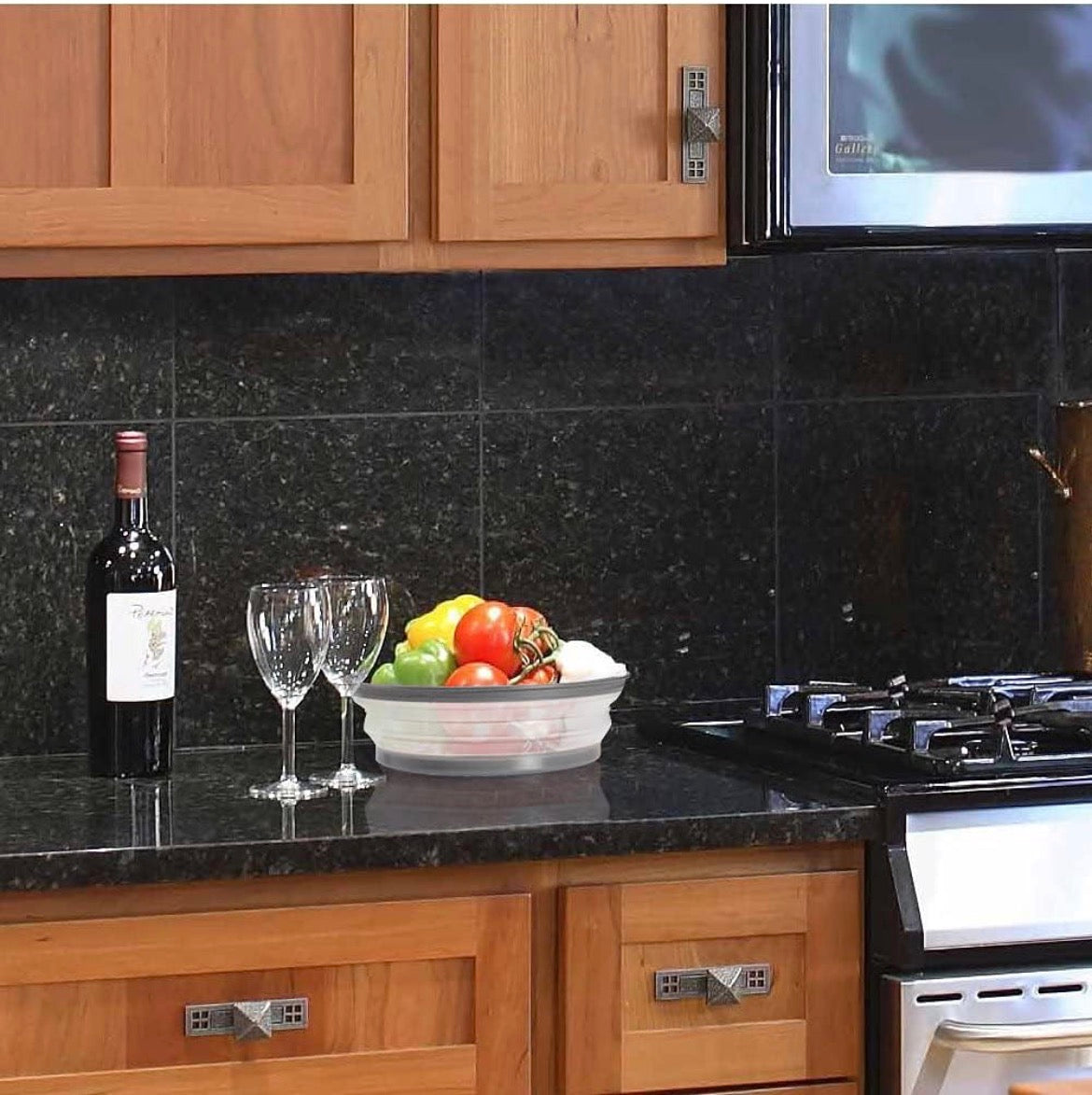 Collapsible Microwave Splatter Cover with Vent (Gray)