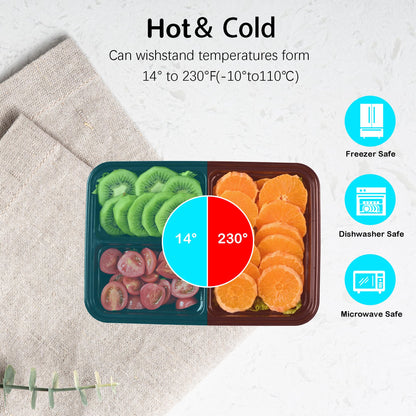 Prep Food Storage Containers with Lids – Reusable BPA-Free Lunch Bento Boxes, Stackable, Microwave, Dishwasher & Freezer Safe