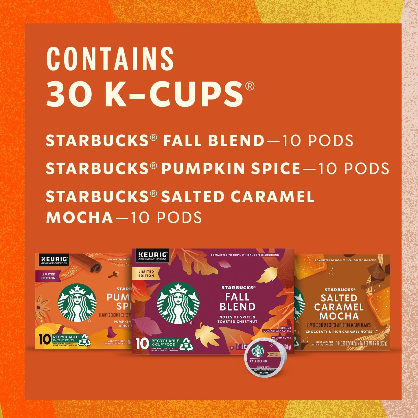 Starbucks K-Cup Coffee Pods, Naturally Flavored Coffee Variety Pack for Keurig Brewers, 100% Arabica, 1 Box (40 Pods)