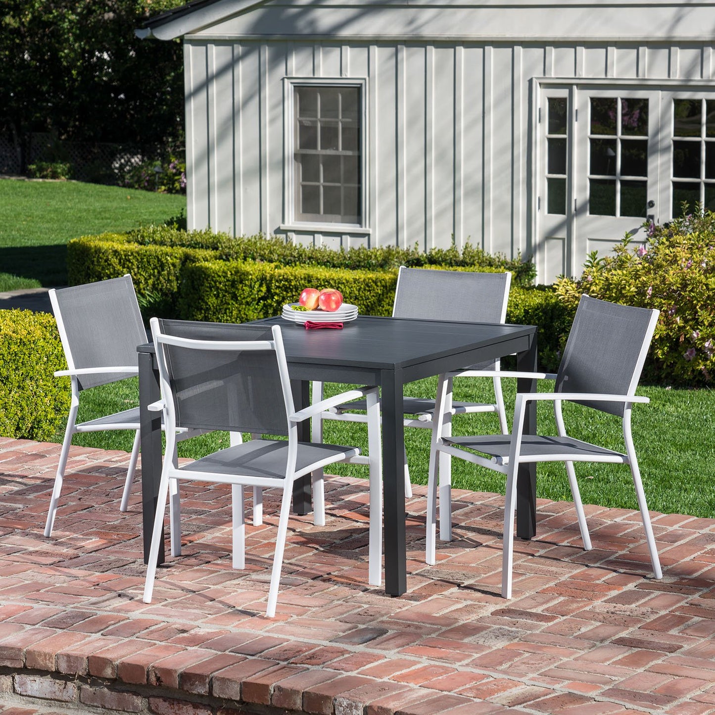 Hanover Naples 11-Piece Patio Dining Set with Rust Resistant Aluminum 40" x 118" Expanding Rectangular Dining Table w/ 10 High-Back Stackable Sling Chairs, Weather-Resistant Outdoor Dining Set for 10