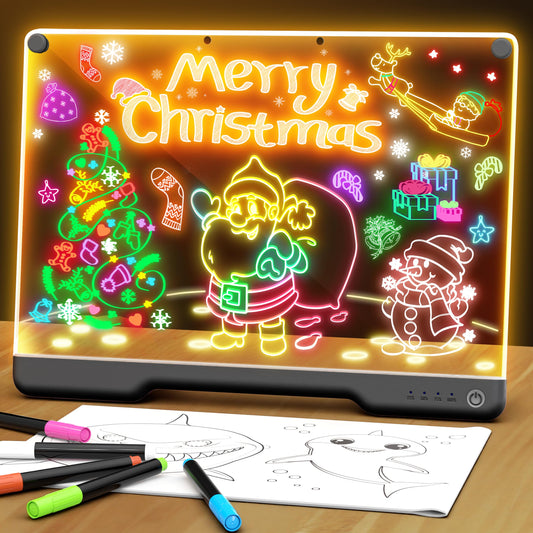 Portable 16” LED Dry Erase Note Board, Rechargeable Glow Board