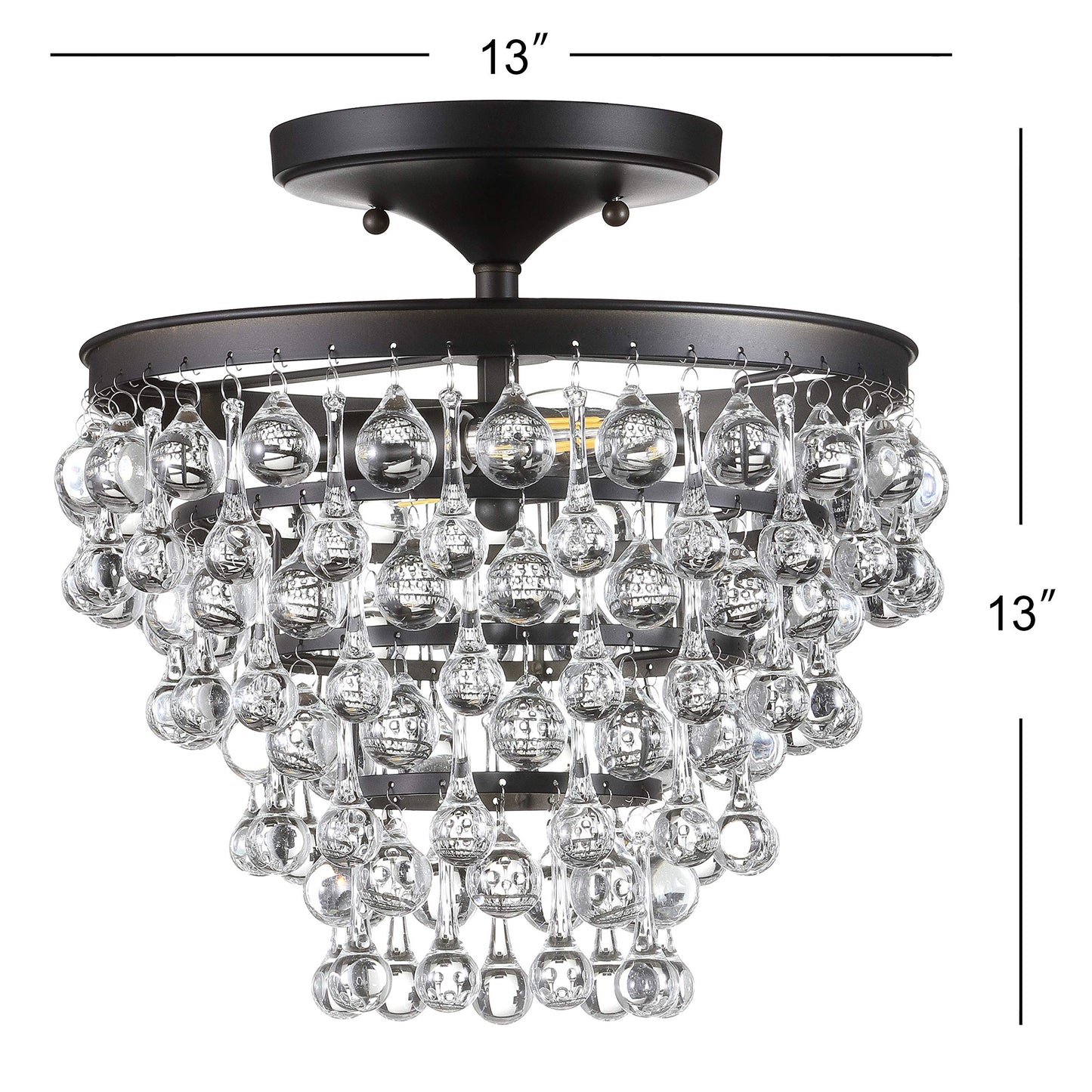 JONATHAN Y JYL9030B Toronto 16" Metal/Crystal LED Flush Mount, Contemporary, Modern, Transitional, Elegant, Office, Living Room, Family Room, Dining Room, Bedroom, Hallway, Foyer, Chrome