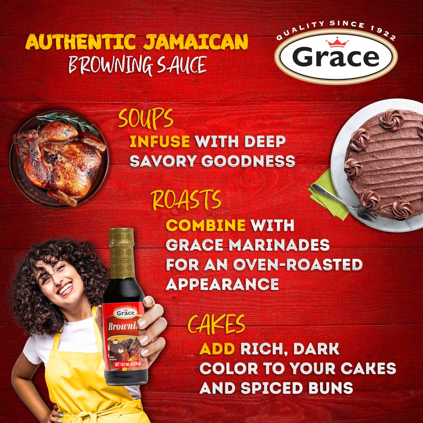 Grace Browning Sauce Jamaican 4.8oz - 3 Pack Browning Sauce for Grilling & Baking Jamaican Food - Jamaican Seasoning Sauce for Beef Gravy Vegetarian Gravy Brown Gravy Sauce & Oxtail Seasoning Jamaican