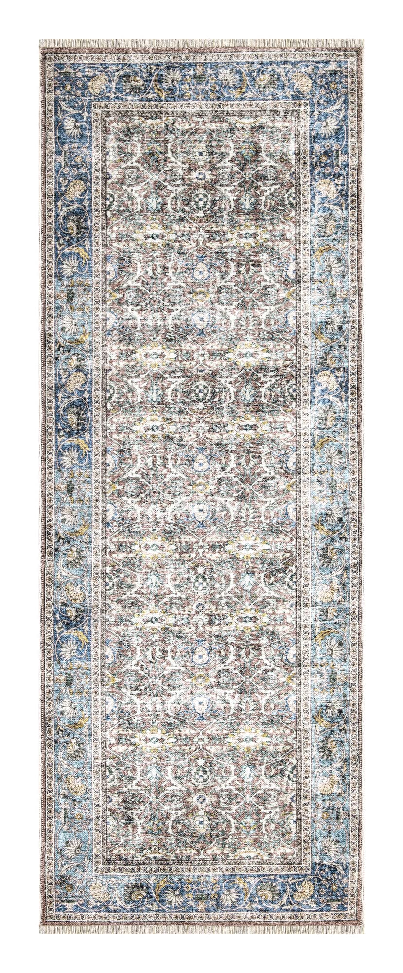 Bloom Rugs Caria, waschbarer, rutschfester Teppich, 4 x 6 Zoll, blauer traditioneller Teppich für Wohnzimmer, Schlafzimmer, Esszimmer und Küche, genaue Größe: 4 x 6 Fuß 