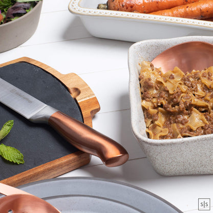 Copper Knife Set with Block - 14 PC Self Sharpening Knife Block Set