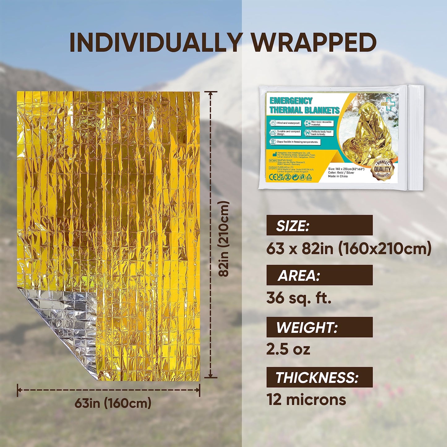 General Medi Emergency Blanket (12-Pack),Emergency Silver Foil Blanket– Perfect for Outdoors, Hiking, Survival, Marathons or First Aid