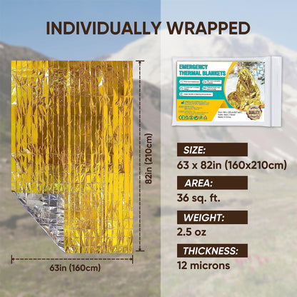 General Medi Emergency Blanket (12-Pack),Emergency Silver Foil Blanket– Perfect for Outdoors, Hiking, Survival, Marathons or First Aid