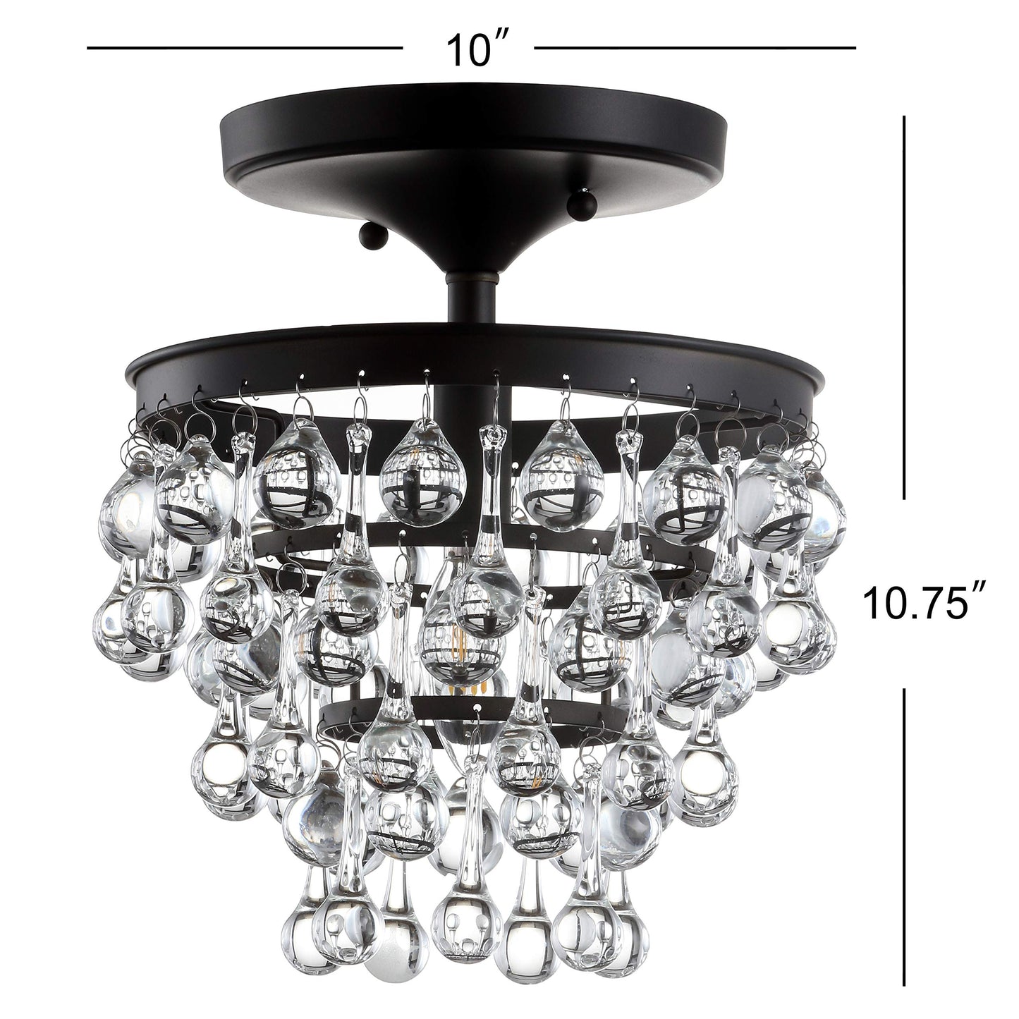 JONATHAN Y JYL9030B Toronto 16" Metal/Crystal LED Flush Mount, Contemporary, Modern, Transitional, Elegant, Office, Living Room, Family Room, Dining Room, Bedroom, Hallway, Foyer, Chrome