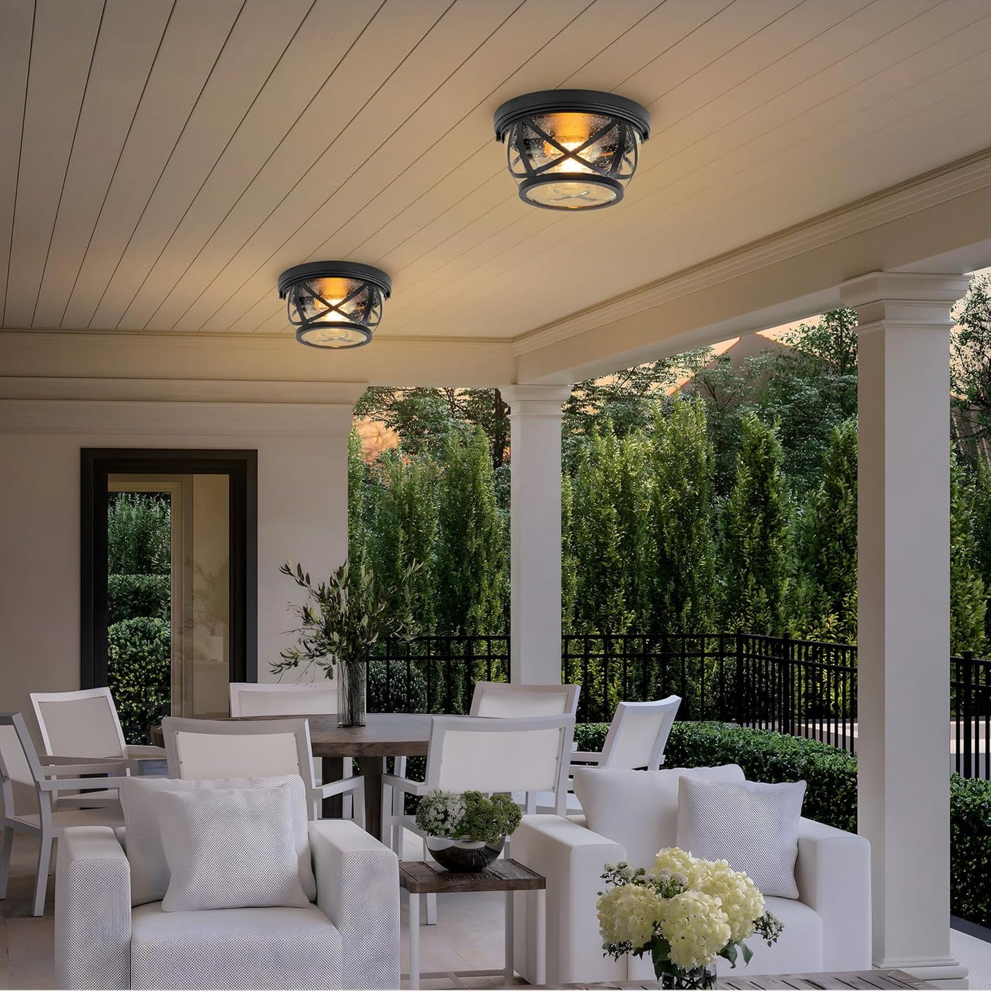 Flush Mount Ceiling Light – Seeded Glass Design