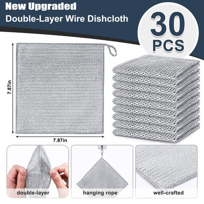 Navona 18-Piece Steel Wire Dishcloth Set – Double-Layer, Non-Scratch Cleaning Rags