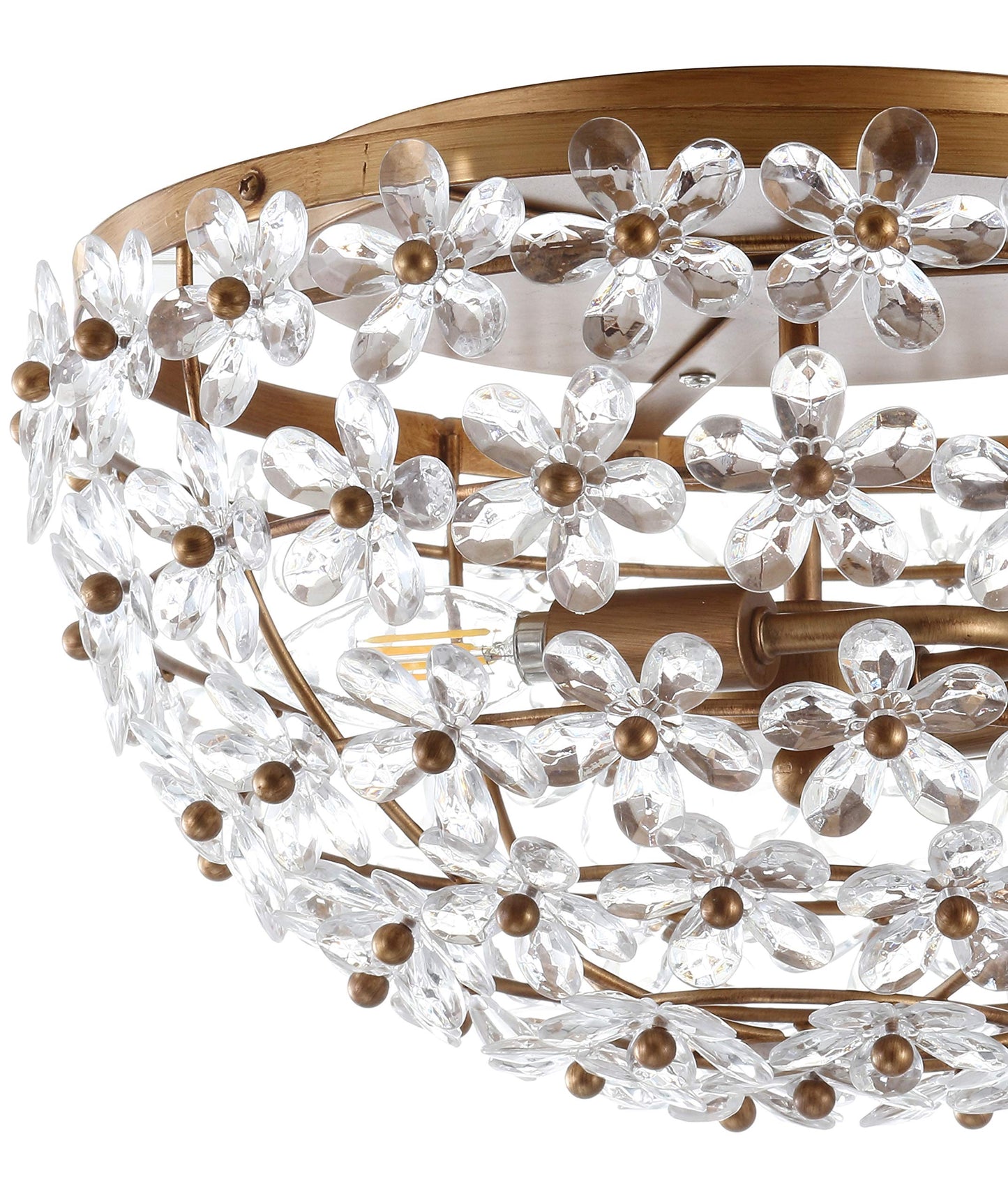 JONATHAN Y JYL9043A Isabelle 15.5" Metal/Acrylic LED Flush Mount Traditional,Glam,FrenchCountry,Cottage Dimmable, 2700K Cozy Warm Light, for Kitchen,Hallway,Bathroom,Stairwell, AntiqueGold