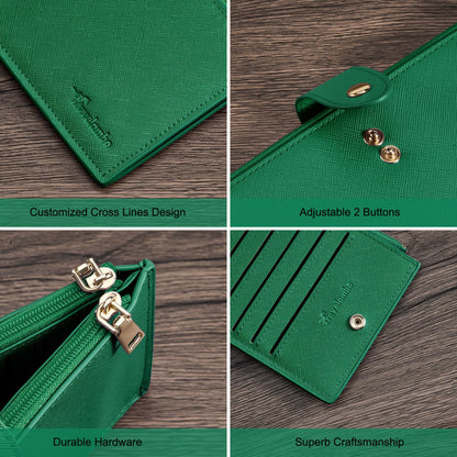 Travelambo RFID Wallet Women Large Size Bifold Multi Card Wallet Case with Zipper Pocke Credit Card Holder for Women