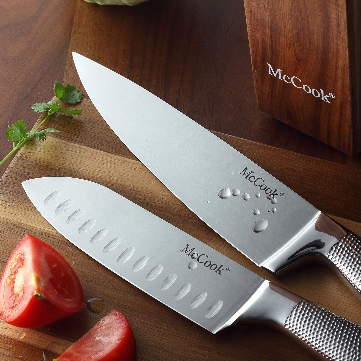 McCook® Knife Sets,German Stainless Steel Kitchen Knife Block Set with Built-in Sharpener