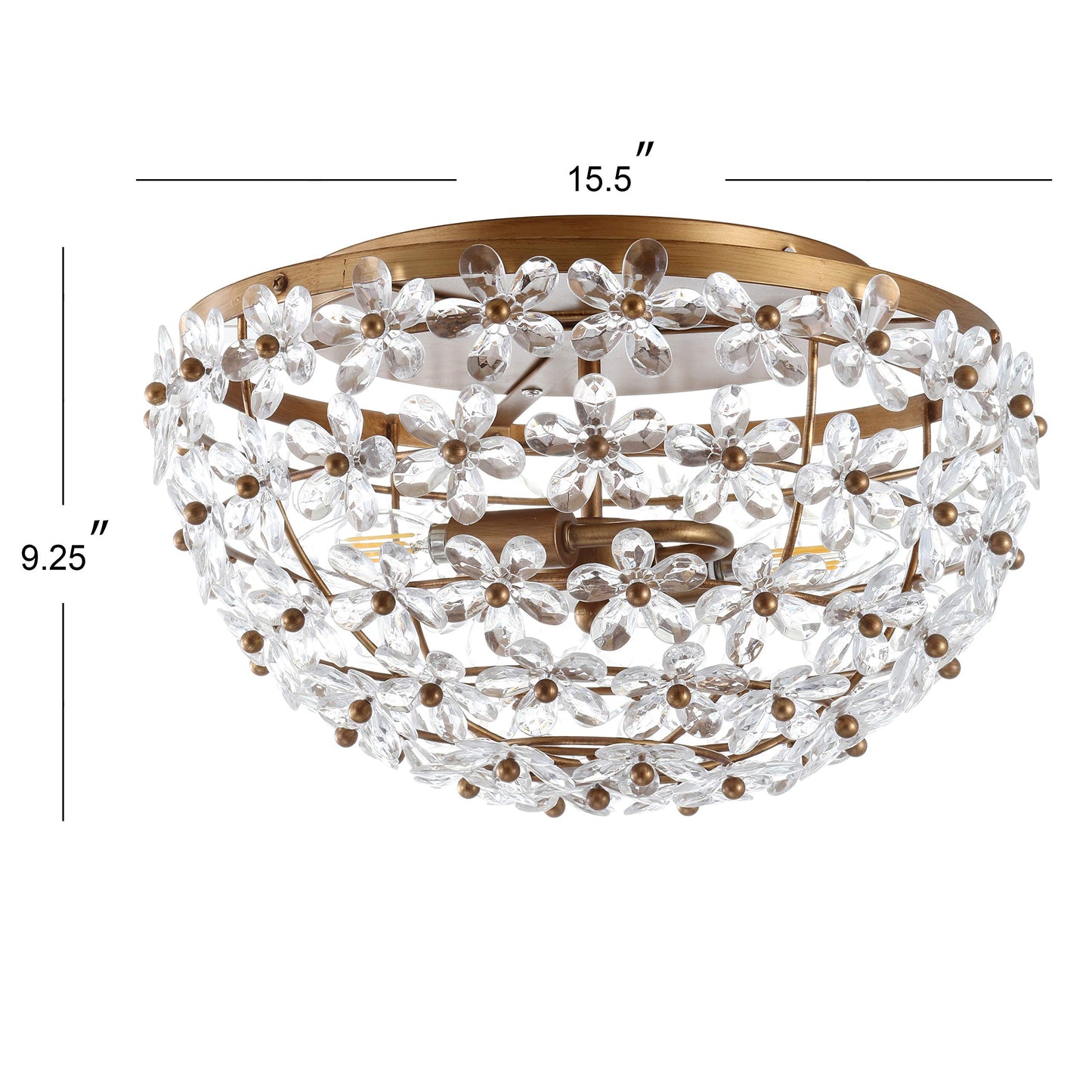 JONATHAN Y JYL9043A Isabelle Plafonnier LED en métal/acrylique 15,5" Traditionnel, Glamour, FrenchCountry, Cottage Dimmable, Lumière chaude et confortable 2700K, pour cuisine, couloir, salle de bain, cage d'escalier, Or antique 