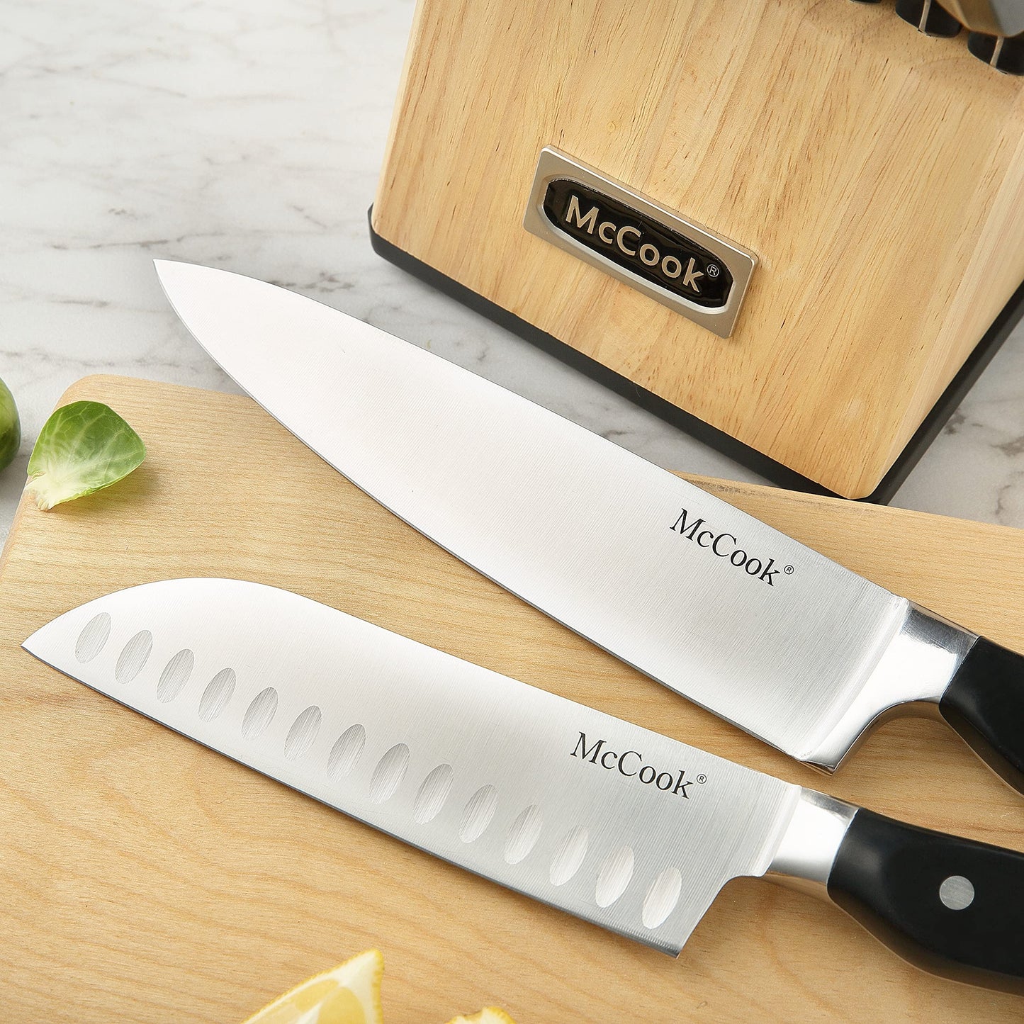 McCook® Knife Sets,German Stainless Steel Kitchen Knife Block Set with Built-in Sharpener