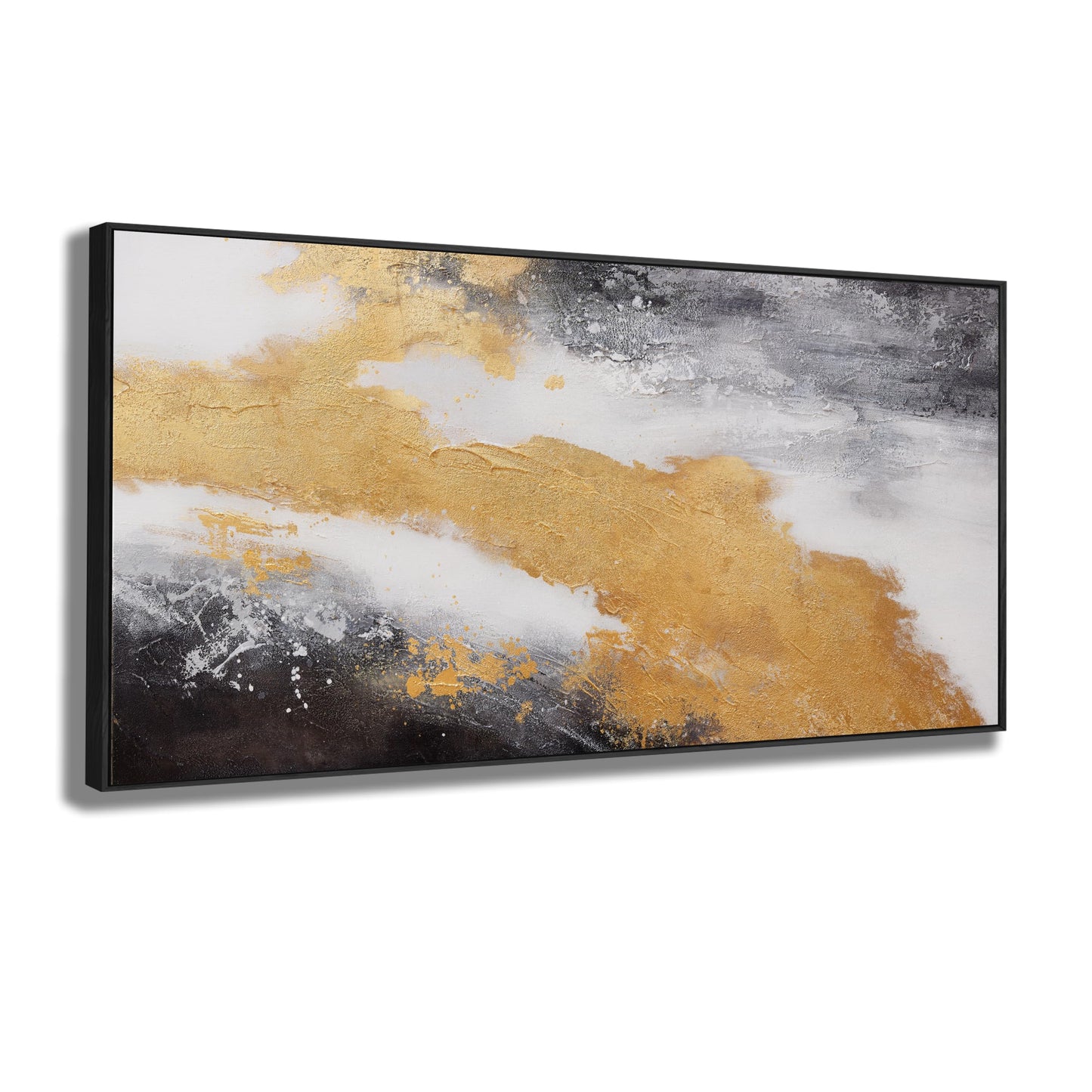 Gerahmte Wandkunst, abstrakte Wanddekoration mit Blattgold, Leinwanddrucke, Gemälde, abstrakte Kunstwerke für Wohnzimmer, Büro, Schlafzimmer, Heimdekoration, 61 x 121 cm 