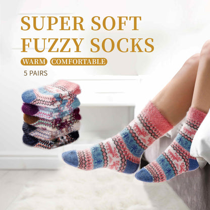 5 Pairs Fuzzy Soft Cozy Comfortable Socks for Women, Casual Sleep Comfy Socks, Perfect Warm Winter Gifts for Women