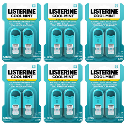 Listerine Freshburst Pocketmist Breath Spray – Sugar-Free, Non-Aerosol, Spearmint, 6-Pack