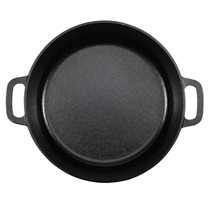 Amazon Basics Round Pre-Seasoned Cast Iron Dutch Oven Pot with Lid and Dual Handles, Heavy-Duty & Large, 7-Quart, Black