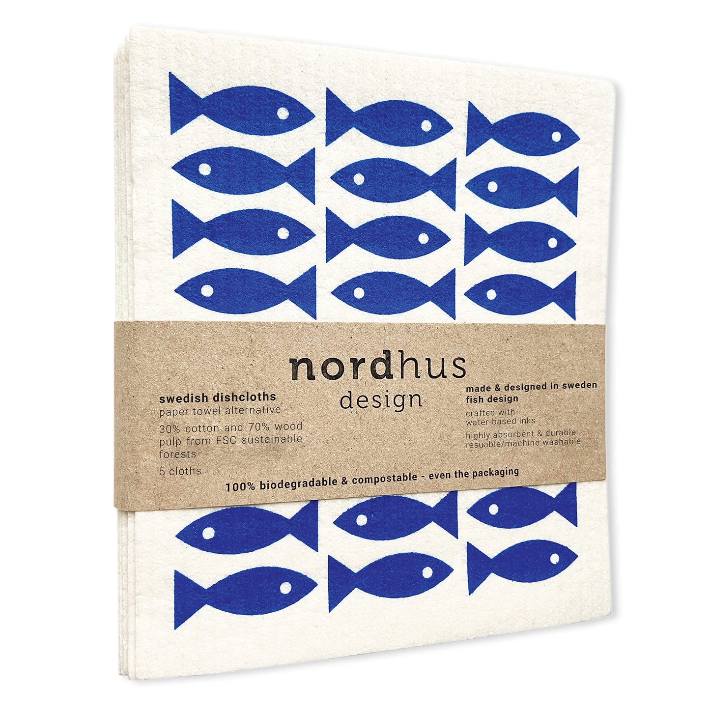 Nordhus Design Swedish Dishcloths for Kitchen, 10 Cloths, Made in Sweden - Reusable, Washable Cellulose Cotton Kitchen Cloths - Replace Paper Towels, Wipes, Sponges, Dish Rags